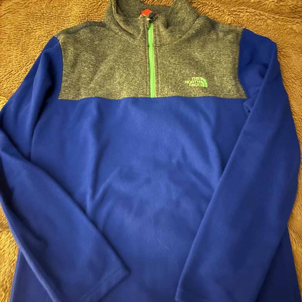 The North Face Boys Blue and Gray Half-Zip Fleece Pullover